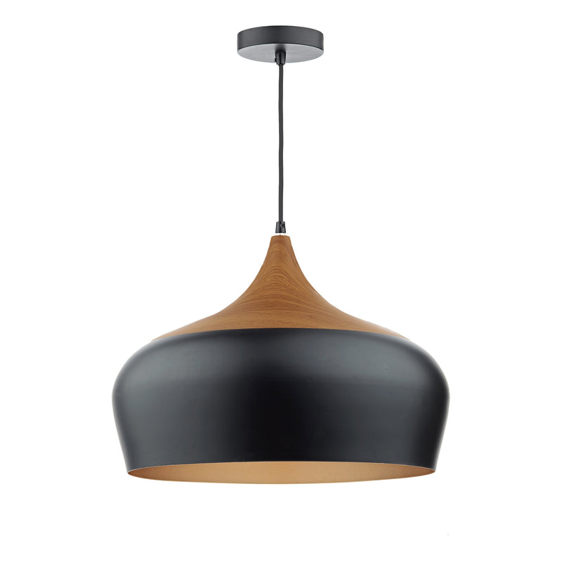 Load image into Gallery viewer, Dar Lighting GAU8622 Gaucho 1 Light Pendant Black Large - 25651
