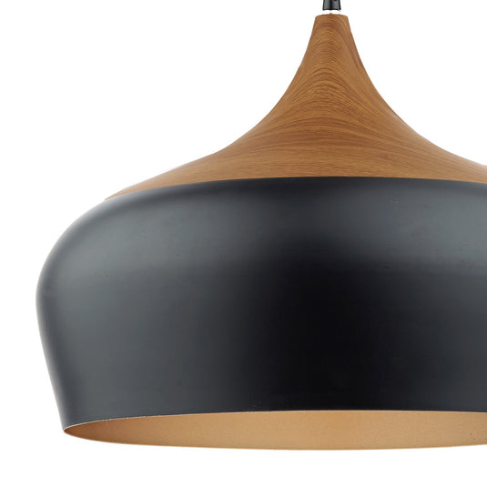 Dar Lighting GAU8622 Gaucho 1 Light Pendant Black Large - 25651