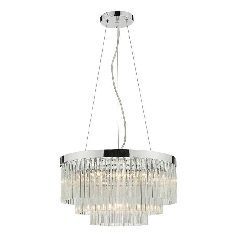 Load image into Gallery viewer, Dar Lighting GIO0508 Giovana 5 Light Pendant Polished Chrome Clear Glass - 35086
