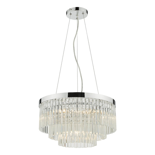 Dar Lighting GIO0508 Giovana 5 Light Pendant Polished Chrome Clear Glass - 35086