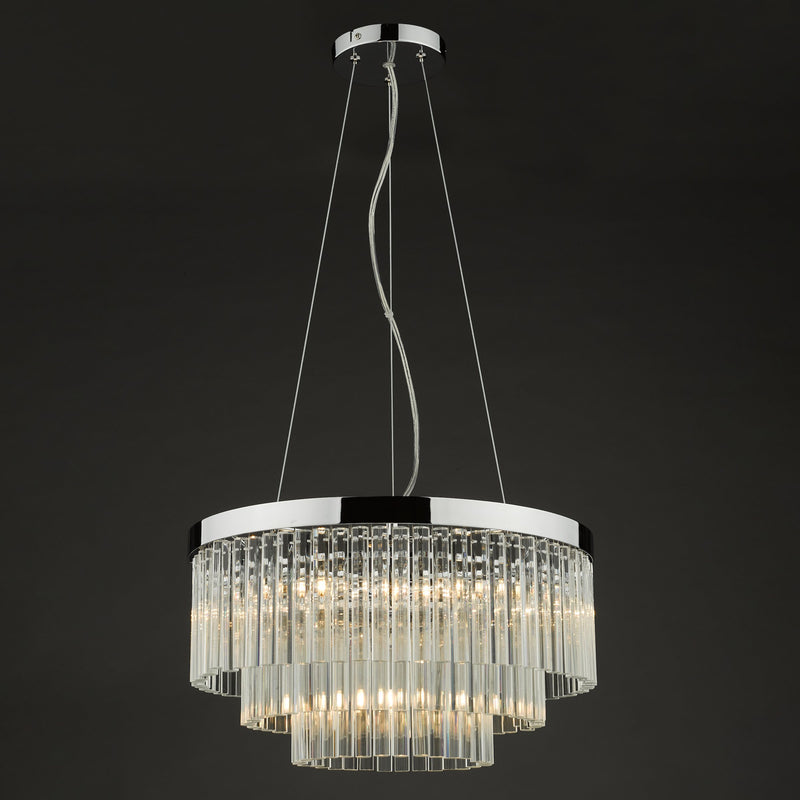 Load image into Gallery viewer, Dar Lighting GIO0508 Giovana 5 Light Pendant Polished Chrome Clear Glass - 35086
