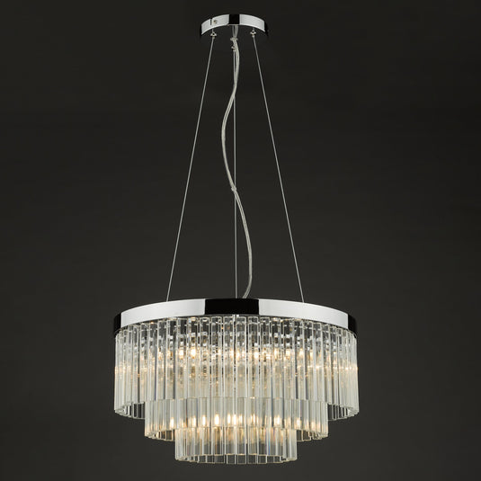 Dar Lighting GIO0508 Giovana 5 Light Pendant Polished Chrome Clear Glass - 35086