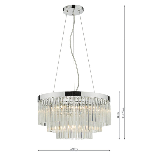 Dar Lighting GIO0508 Giovana 5 Light Pendant Polished Chrome Clear Glass - 35086