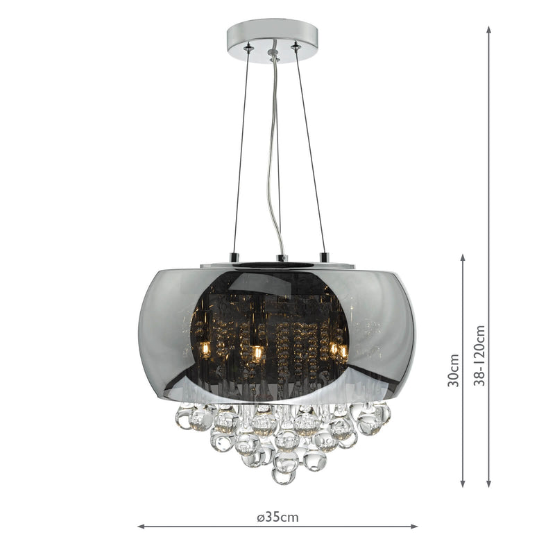 Load image into Gallery viewer, Dar Lighting GIS0510 Giselle 5lt Pendant Smoked &amp; Clear Glass - 35088
