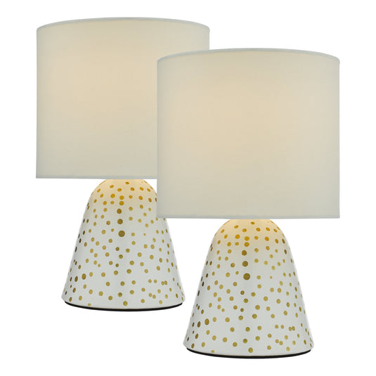 Dar Lighting GLE412 Glenda Ceramic Table Lamp White With Shade (Twin Pack) - 37137