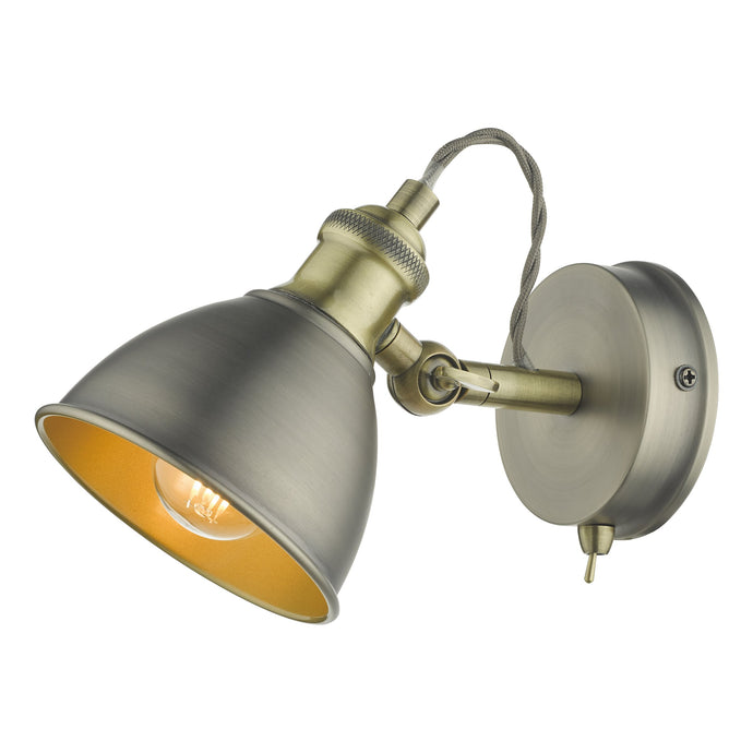 Dar Lighting GOV0761 Governor Single Spotlight Antique Chrome Antique Brass - 35092