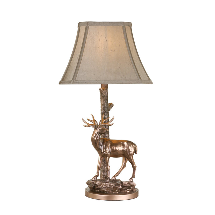Dar Lighting GUL5545-X Gulliver Deer Table Lamp in Aged Brass complete with Shade - 25194
