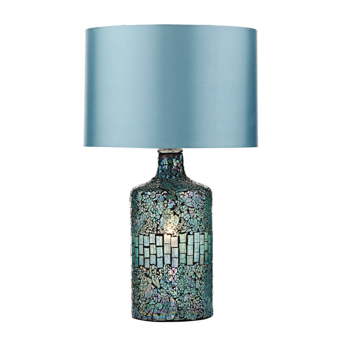 Dar Lighting GUR4223 Guru Table Lamp Blue Mosaic Dual Source complete with Shade - 20082
