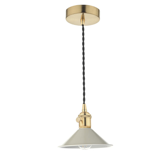 Dar Lighting HAD0140-06 Hadano 1 Light Pendant Natural Brass With Cashmere Shade - 36921