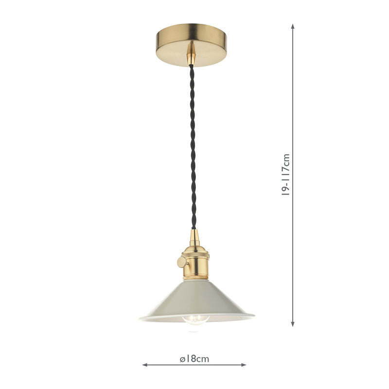 Load image into Gallery viewer, Dar Lighting HAD0140-06 Hadano 1 Light Pendant Natural Brass With Cashmere Shade - 36921
