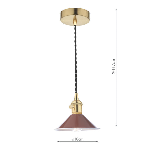 Dar Lighting HAD0140-08 Hadano 1 Light Pendant Natural Brass With Umber Shade - 36923