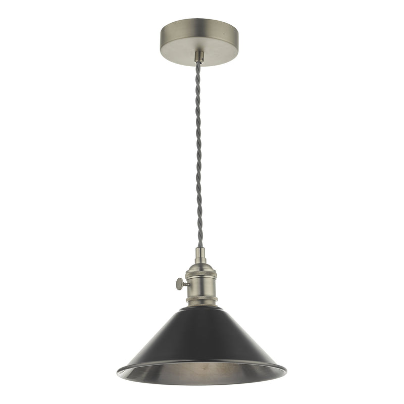 Load image into Gallery viewer, Dar Lighting HAD0161-02 Hadano 1 Light Pendant Antique Chrome C/W Antique Pewter Shade - 35103
