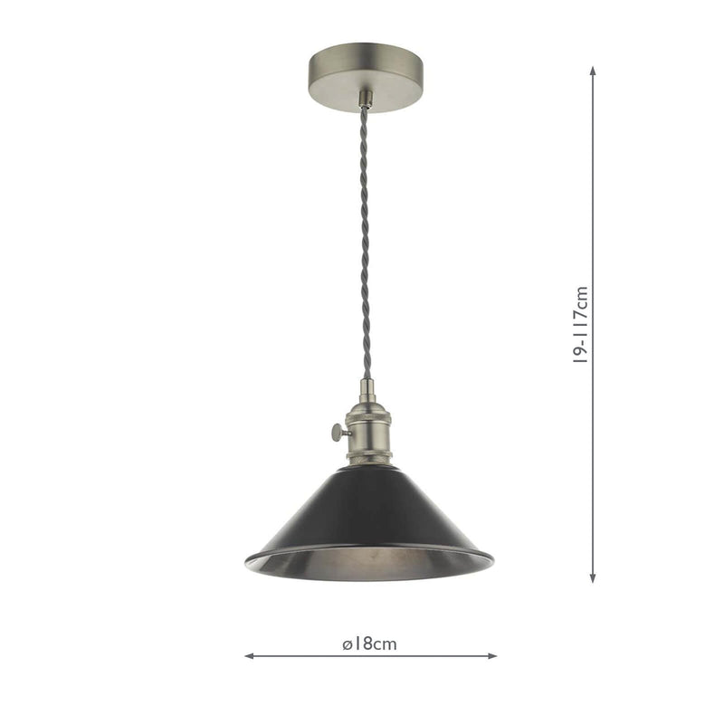 Load image into Gallery viewer, Dar Lighting HAD0161-02 Hadano 1 Light Pendant Antique Chrome C/W Antique Pewter Shade - 35103
