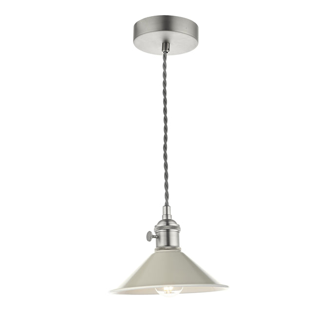 Dar Lighting HAD0161-06 Hadano 1 Light Pendant Antique Chrome With Cashmere Shade - 36924