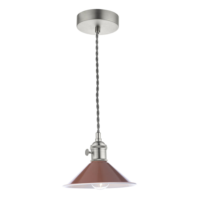 Dar Lighting HAD0161-08 Hadano 1 Light Pendant Antique Chrome With Umber Shade - 36926