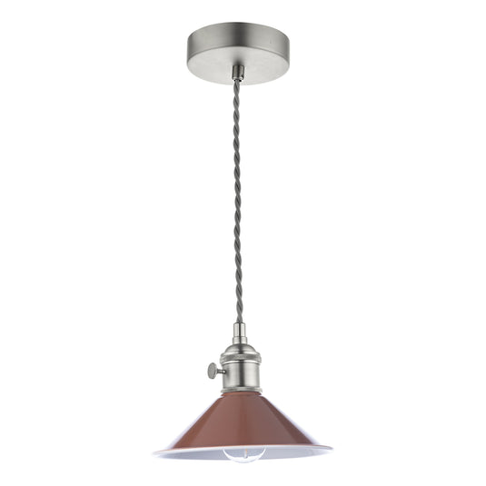 Dar Lighting HAD0161-08 Hadano 1 Light Pendant Antique Chrome With Umber Shade - 36926
