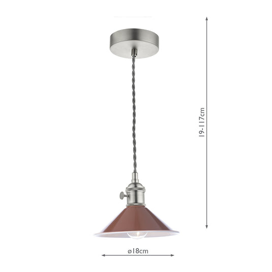 Dar Lighting HAD0161-08 Hadano 1 Light Pendant Antique Chrome With Umber Shade - 36926