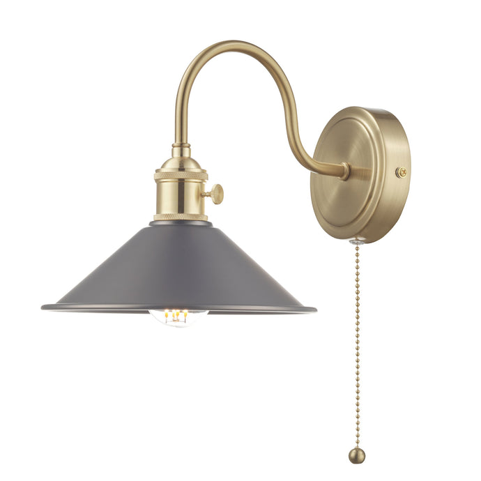Dar Lighting HAD0740-02 Hadano 1lt Wall Light Brass With Antique Pewter Shade - 35105