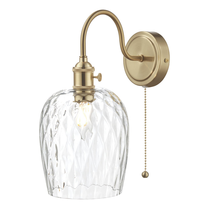 Dar Lighting HAD0740-03 Hadano 1lt Wall Light Brass With Clear Dimpled Shade - 35106