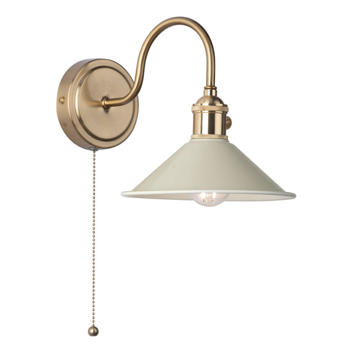 Dar Lighting HAD0740-06 Hadano 1lt Wall Light Natural Brass With Cashmere Shade - 36927