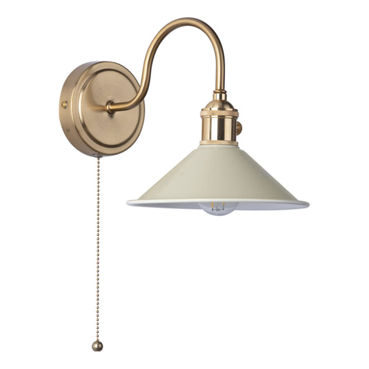 Dar Lighting HAD0740-06 Hadano 1lt Wall Light Natural Brass With Cashmere Shade - 36927