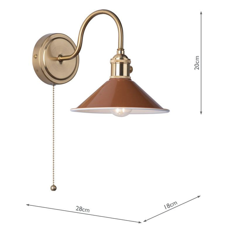 Load image into Gallery viewer, Dar Lighting HAD0740-08 Hadano 1lt Wall Light Natural Brass With Umber Shade - 36929

