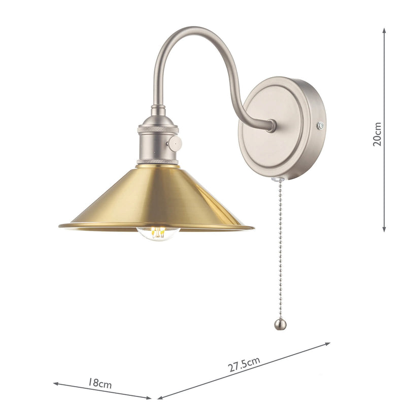 Load image into Gallery viewer, Dar Lighting HAD0761-01 Hadano 1lt Wall Light Antique Chrome With Aged Brass Shade - 35108
