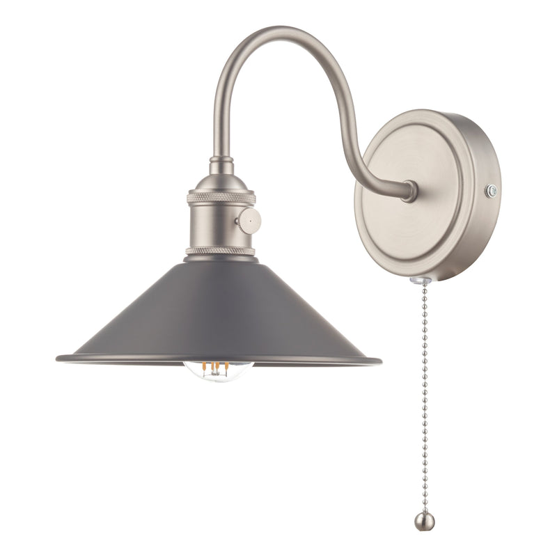 Load image into Gallery viewer, Dar Lighting HAD0761-02 Hadano 1lt Wall Light Antique Chrome With Antique Pewter Shade - 35109

