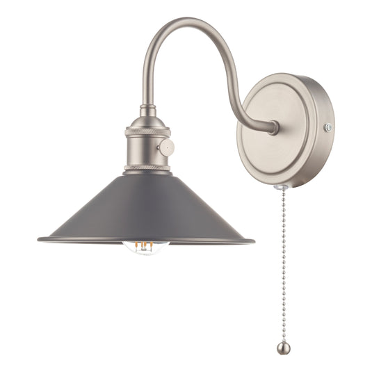 Dar Lighting HAD0761-02 Hadano 1lt Wall Light Antique Chrome With Antique Pewter Shade - 35109