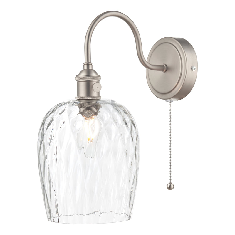 Load image into Gallery viewer, Dar Lighting HAD0761-03 Hadano 1lt Wall Light Antique Chrome With Clear Dimpled Glass Shade - 35110
