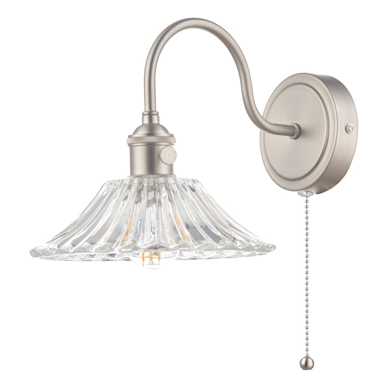 Load image into Gallery viewer, Dar Lighting HAD0761-04 Hadano 1lt Wall Light Antique Chrome With Clear Flared Glass shade - 25531
