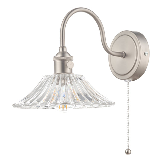 Dar Lighting HAD0761-04 Hadano 1lt Wall Light Antique Chrome With Clear Flared Glass shade - 25531