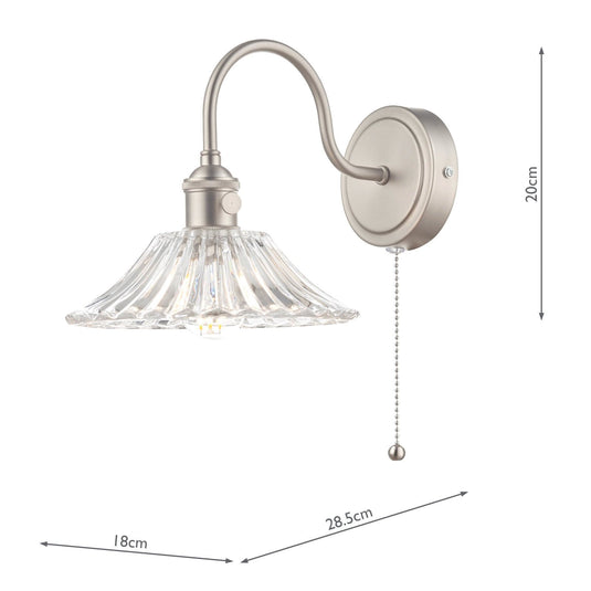 Dar Lighting HAD0761-04 Hadano 1lt Wall Light Antique Chrome With Clear Flared Glass shade - 25531