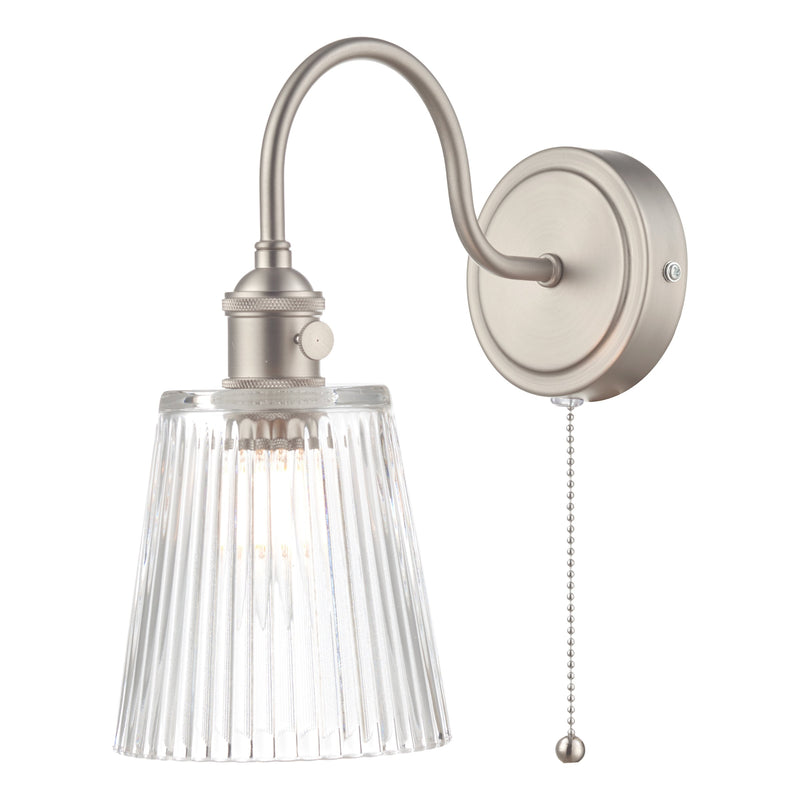 Load image into Gallery viewer, Dar Lighting HAD0761-05 Hadano 1lt Wall Light Antique Chrome With Clear Ribbed Glass Shade - 35111

