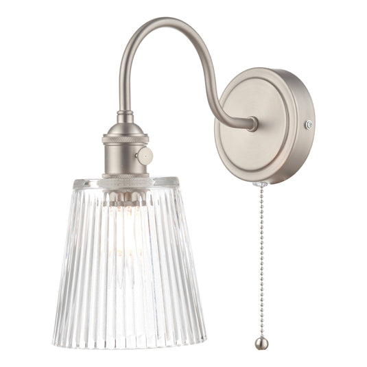 Dar Lighting HAD0761-05 Hadano 1lt Wall Light Antique Chrome With Clear Ribbed Glass Shade - 35111
