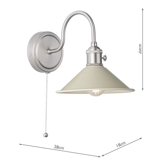 Dar Lighting HAD0761-06 Hadano 1lt Wall Light Antique Chrome With Cashmere Shade - 36930