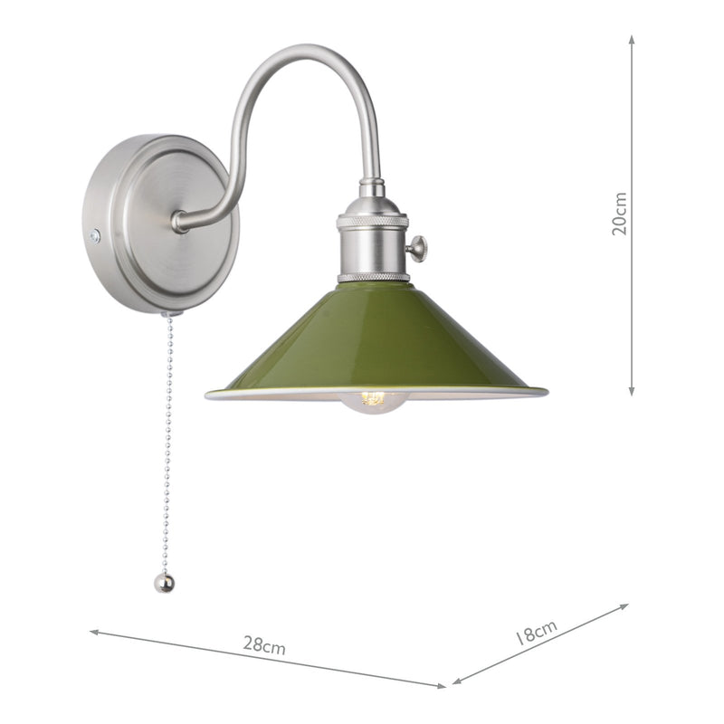 Load image into Gallery viewer, Dar Lighting HAD0761-07 Hadano 1lt Wall Light Antique Chrome With Olive Green Shade - 36931
