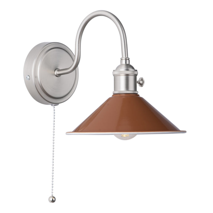 Dar Lighting HAD0761-08 Hadano 1lt Wall Light Antique Chrome With Umber Shade - 36932