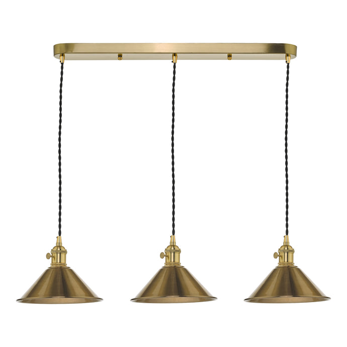 Dar Lighting HAD3640-01 Hadano 3 Light Brass Suspension With Aged Brass Shades - 28603