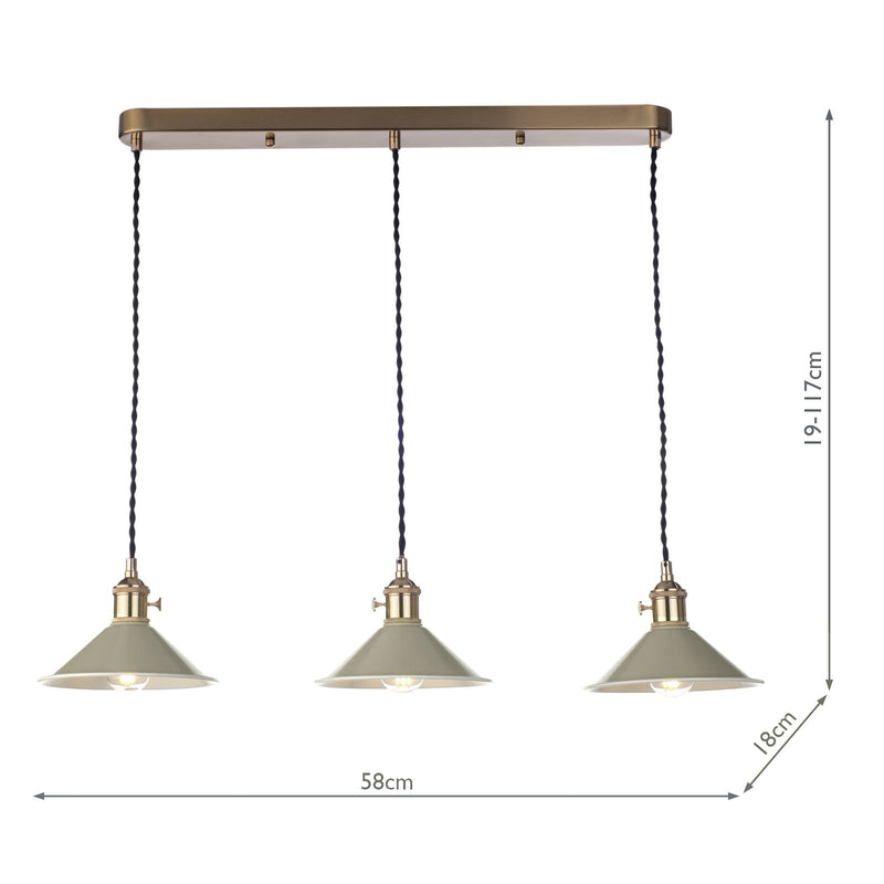 Load image into Gallery viewer, Dar Lighting HAD3640-06 Hadano 3 Light Brass Suspension With Cashmere Shades - 36933
