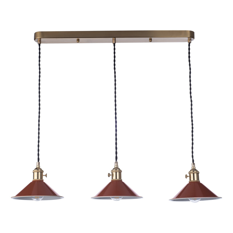 Load image into Gallery viewer, Dar Lighting HAD3640-08 Hadano 3 Light Brass Suspension With Umber Shades - 36935
