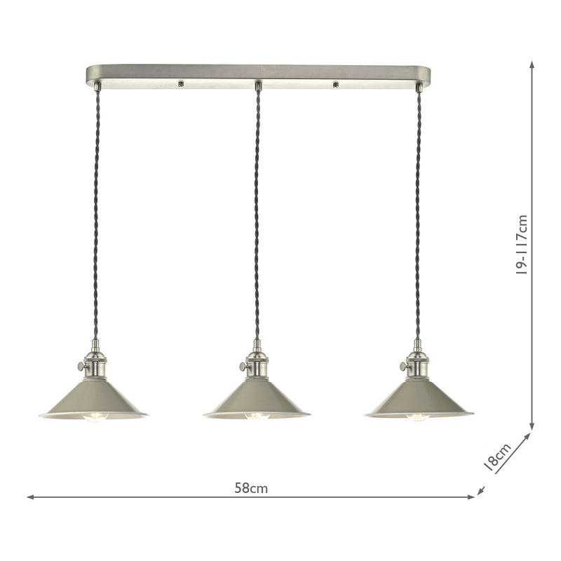 Load image into Gallery viewer, Dar Lighting HAD3661-06 Hadano 3 Light Antique Chrome Suspension With Cashmere Shades - 36936
