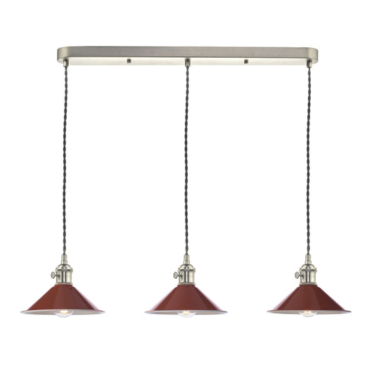 Dar Lighting HAD3661-08 Hadano 3 Light Antique Chrome Suspension With Umber Shades - 36938