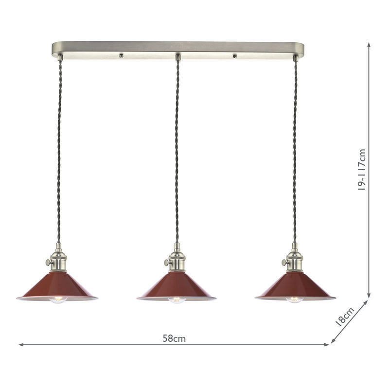 Load image into Gallery viewer, Dar Lighting HAD3661-08 Hadano 3 Light Antique Chrome Suspension With Umber Shades - 36938
