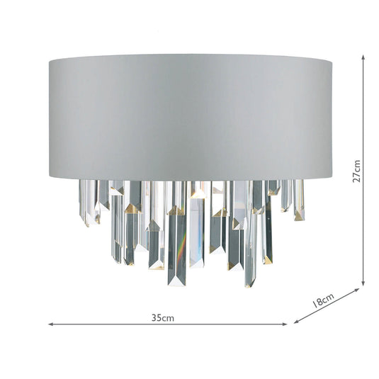 Dar Lighting HAL0939 Halle Wall Light Grey & Crystal Cw Shade - 35120