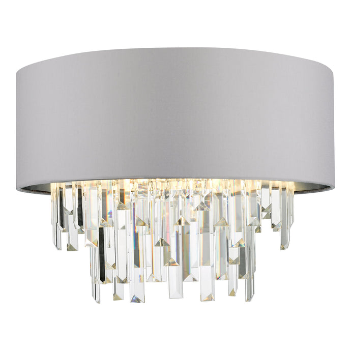 Dar Lighting HAL5439 Halle 4 Light Flush Grey Shade Crystal - 36939