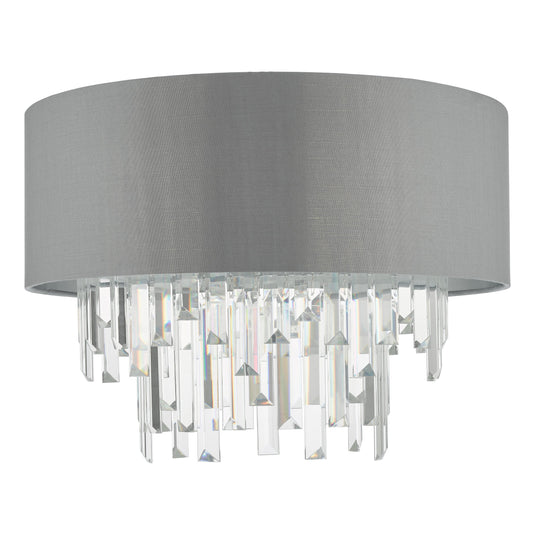 Dar Lighting HAL5439 Halle 4 Light Flush Grey Shade Crystal - 36939