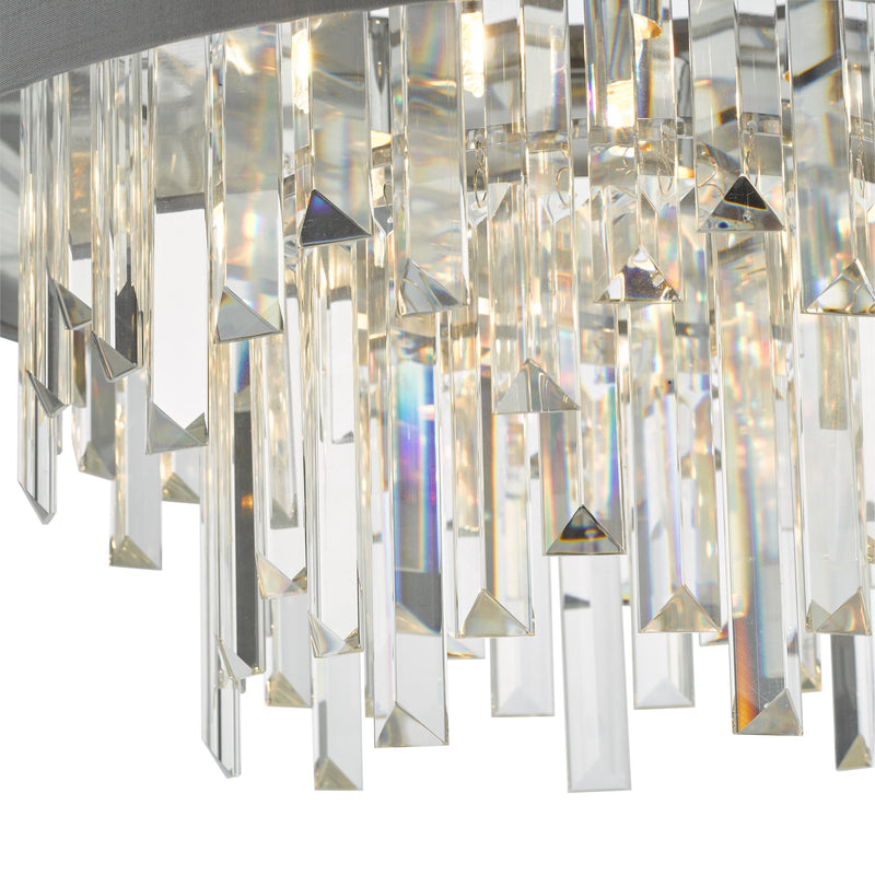 Load image into Gallery viewer, Dar Lighting HAL5439 Halle 4 Light Flush Grey Shade Crystal - 36939
