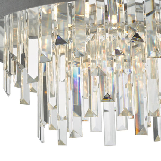 Dar Lighting HAL5439 Halle 4 Light Flush Grey Shade Crystal - 36939