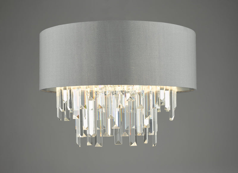 Load image into Gallery viewer, Dar Lighting HAL5439 Halle 4 Light Flush Grey Shade Crystal - 36939
